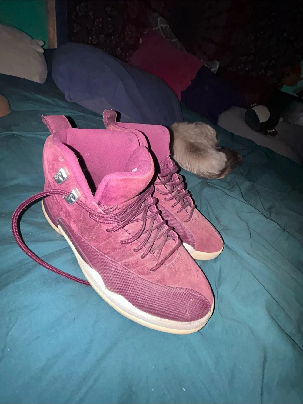Jordan Men's Maroon Suede High-Top Sneakers